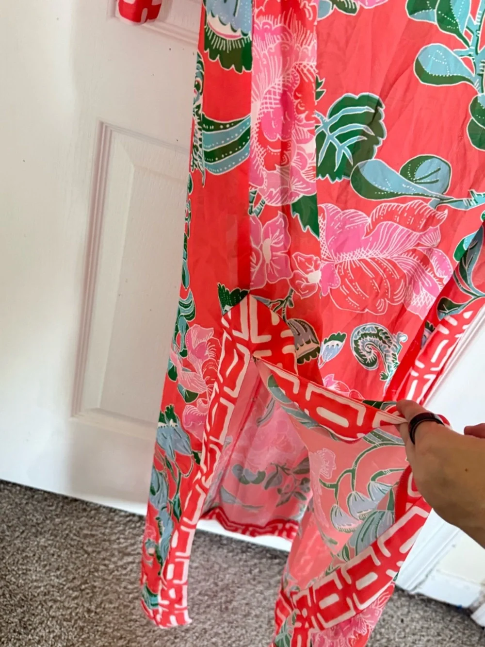 CK Bradley Peppin Caftan Coral Floral Maxi Dress - Picture 4 of 9